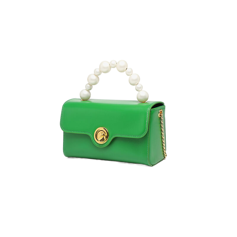 Lovely green with bling pearled handle handbag